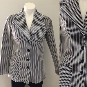Vintage White and Blue Stripe Blazer